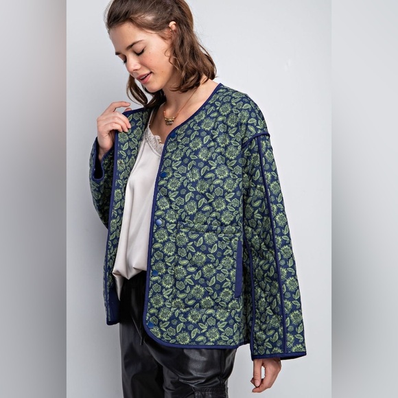 Floral Quilted Jacket - Green - Picture 3 of 5